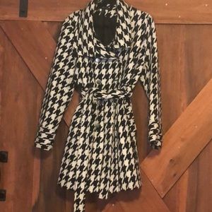 Houndstooth duster wool blend coat